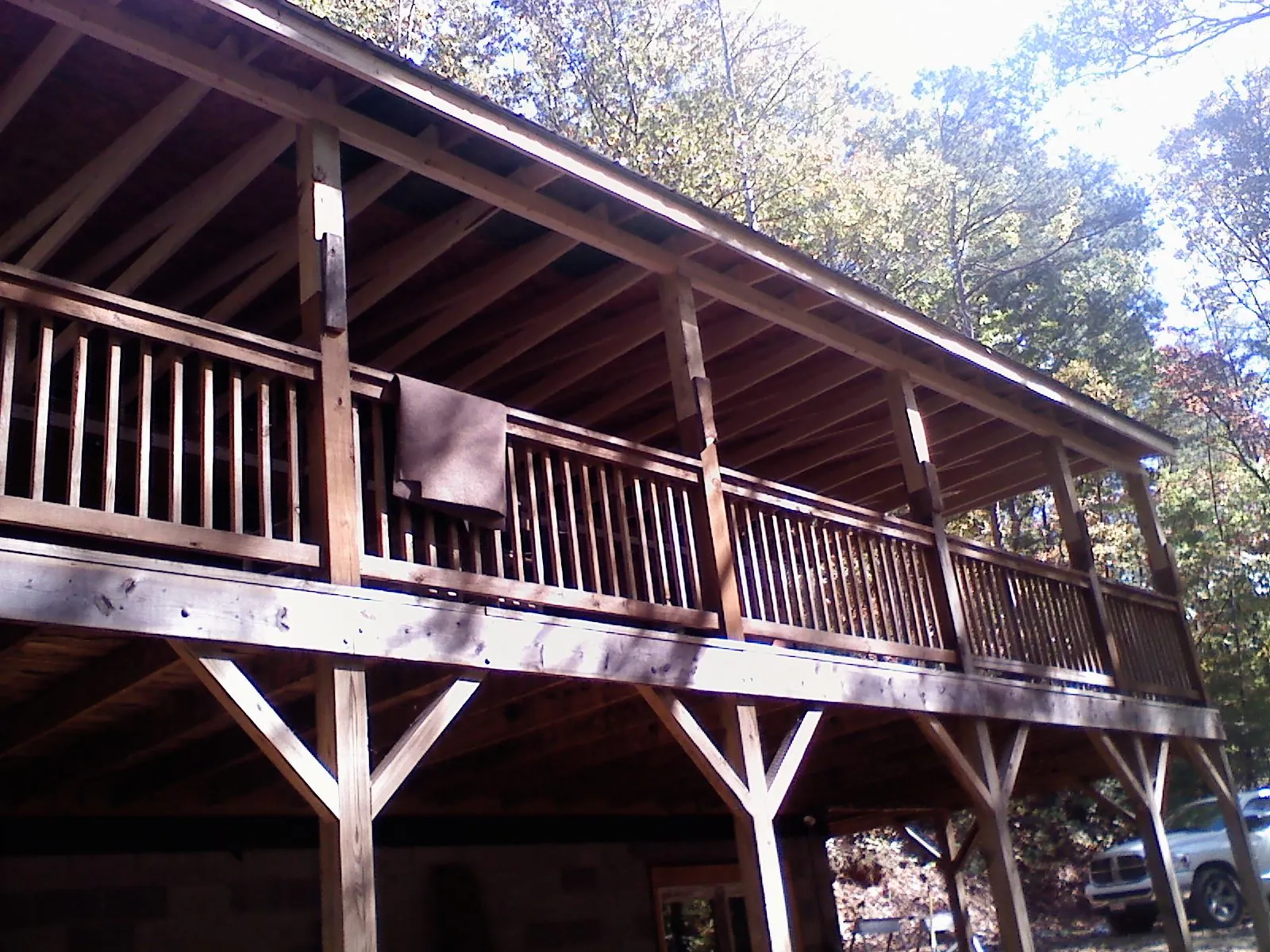 Timber framing under a new elevated porch and deck — Roof Leak Repair in Lockeford by Roofing Brothers